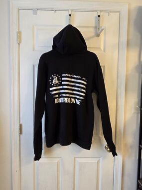 Don't Tread On Me Mens Black Hoodie Sweatshirt Snake Flag Graphic XL